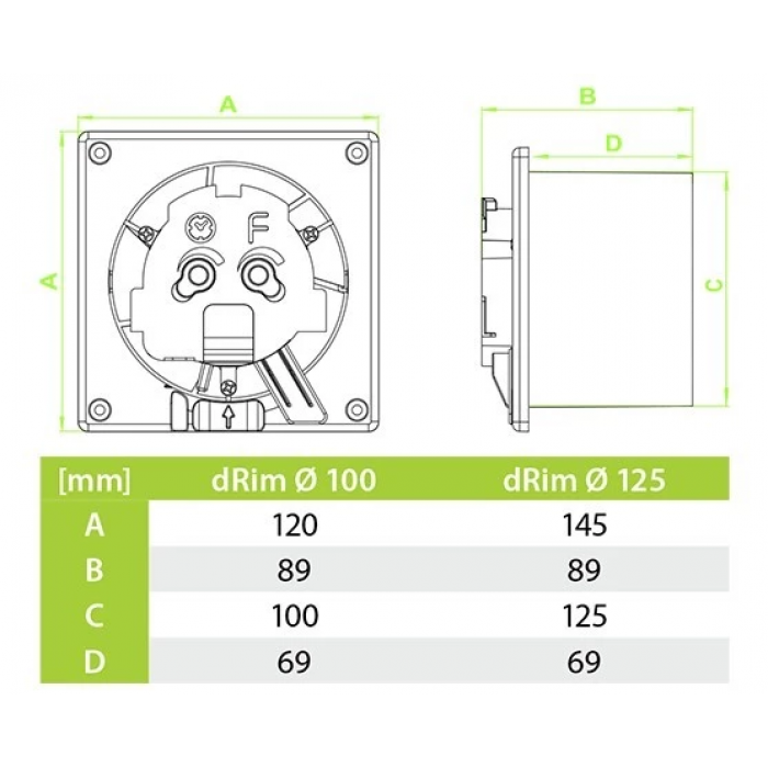 Вытяжной вентилятор airRoxy dRim 100DTS-C171